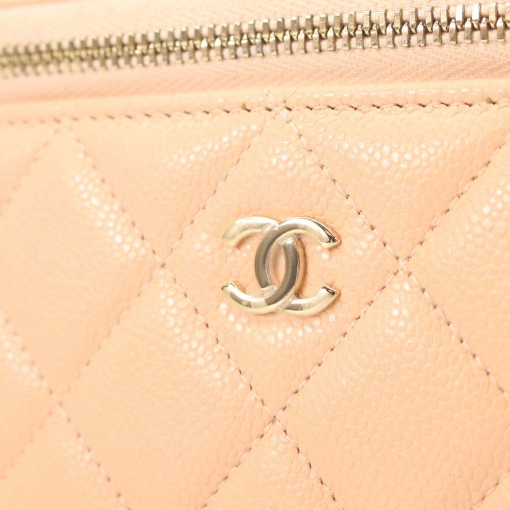 CHANEL AP1341 Pink Beige Caviar Leather Gold Hardware Chain Vanity Shoulder B... - Picture 6 of 12
